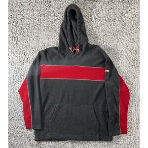 Aeropostale Men's Sz Large AERO 87 Red Gray Fleece Nylon Contrast Zip-Up Jacket